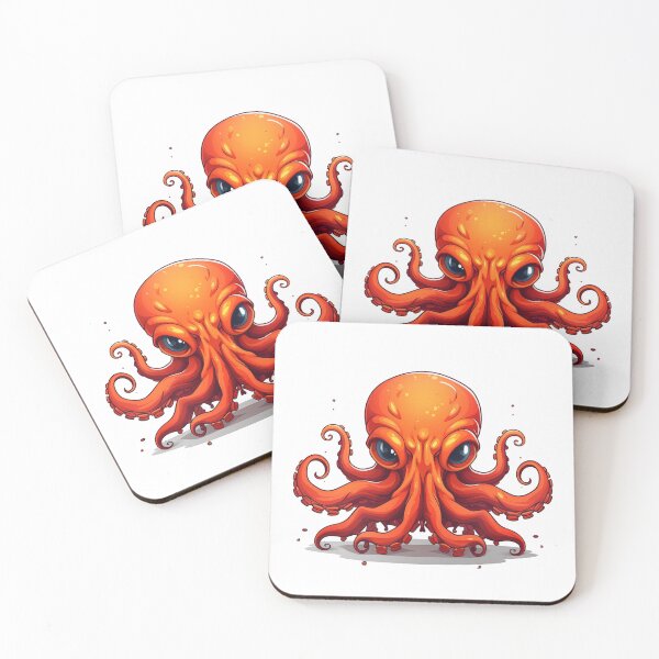 Item preview, Beautiful red angry cartoon octopus designed and sold by HappyStickBike.