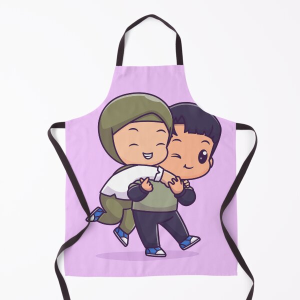 Item preview, "Nature Stroll: Cute Couple with Boy Carrying Girl in Hijab Cartoon Vector Illustration designed and sold by hjian8219.