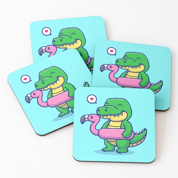 Item preview, Vacation Vibe: Cute Crocodile with Flamingo Swimming Tires Cartoon Vector Icon Illustration designed and sold by hjian8219.