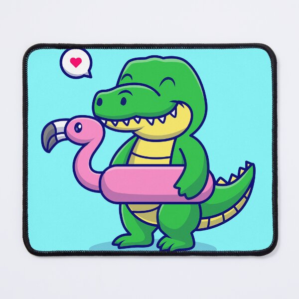 Item preview, Vacation Vibe: Cute Crocodile with Flamingo Swimming Tires Cartoon Vector Icon Illustration designed and sold by hjian8219.