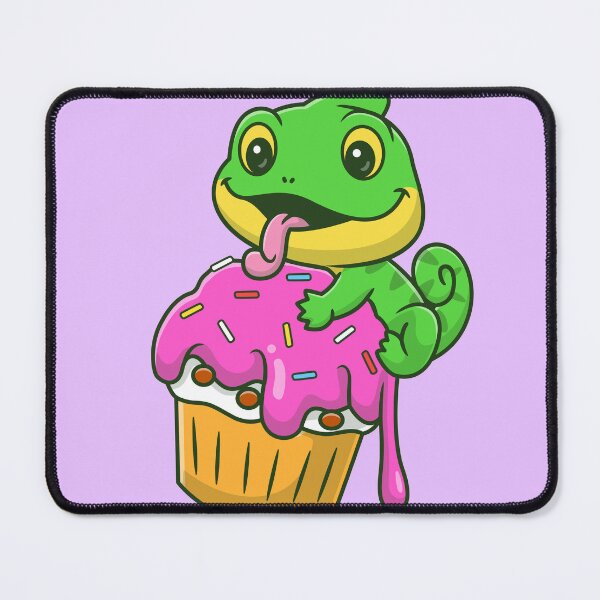 Item preview, Sweet Bite: Cute Chameleon Eating Cupcake Cartoon Vector Icon Illustration designed and sold by hjian8219.