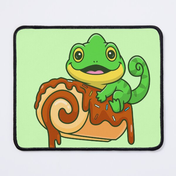 Item preview, Choco-Chameleon Delight: Cute Chameleon Eating Chocolate Roll Cake Cartoon Vector Icon Illustration designed and sold by hjian8219.