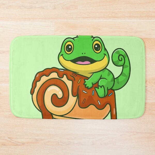 Item preview, Choco-Chameleon Delight: Cute Chameleon Eating Chocolate Roll Cake Cartoon Vector Icon Illustration designed and sold by hjian8219.
