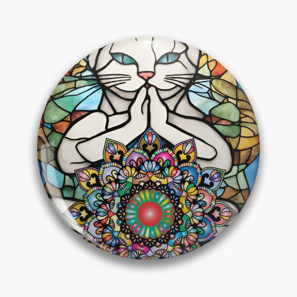 Artikelvorschau, Buntglas-Yoga-Katze, Yoga-Katzen-Geschenk, Yoga-Position entworfen und verkauft von danaJG.