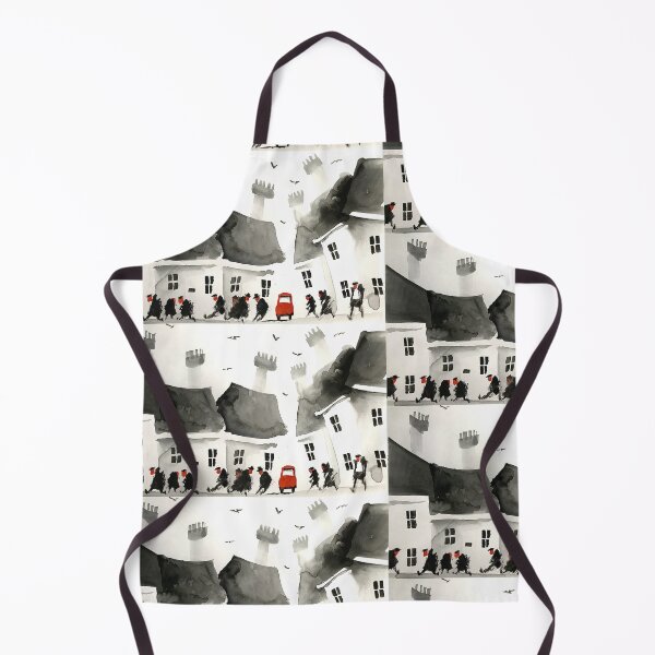 Item preview, Black and white cute houses and people art designed and sold by Jam3x.