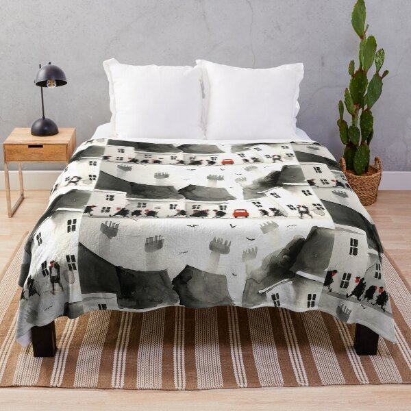 Item preview, Black and white cute houses and people art designed and sold by Jam3x.
