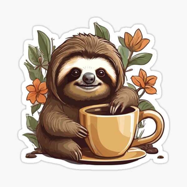 Keep warm. Sloffee coffee. Funny cute sloth quote Sticker