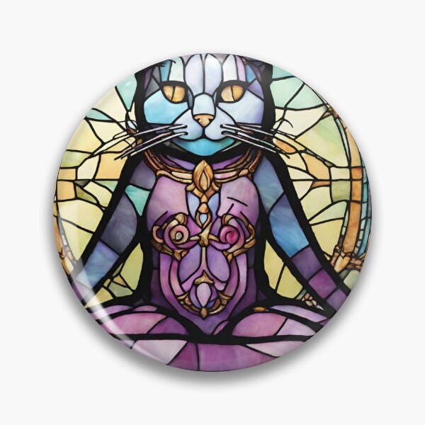 Artikelvorschau, Buntglas-Yoga-Katze, Yoga-Katzen-Geschenk, Yoga-Position entworfen und verkauft von danaJG.
