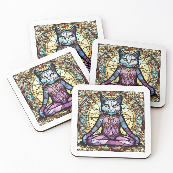 Item preview, Stained Glass Yoga Cat , Yoga Cats Gift, Yoga Position designed and sold by danaJG.