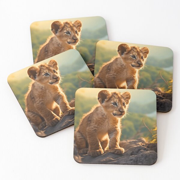 Item preview, Cute African baby lion cub, little wild cat predator animal in tropical savanna wildlife nature designed and sold by NBSStore.