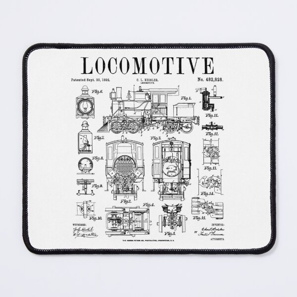Item preview, Railroad Railway Steam Locomotive Train Vintage Patent Print designed and sold by GrandeDuc.