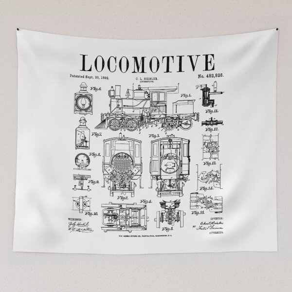 Item preview, Railroad Railway Steam Locomotive Train Vintage Patent Print designed and sold by GrandeDuc.