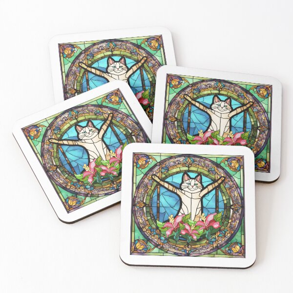 Item preview, Stained Glass Yoga Cat , Yoga Cats Gift, Yoga Position designed and sold by danaJG.