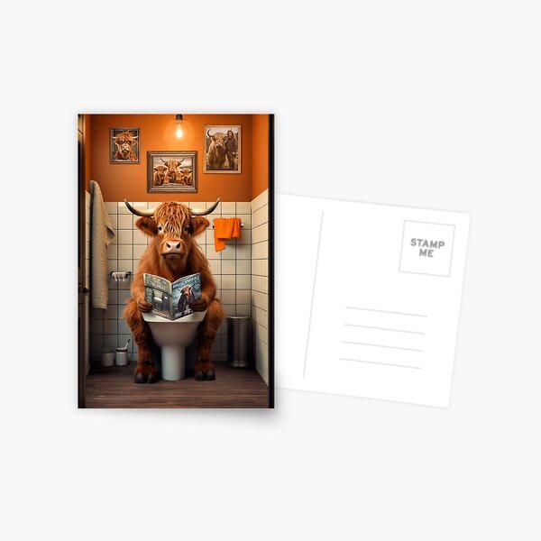 Item preview, Funny Highland Cow on the Toilet designed and sold by Craig Doogan Prints.