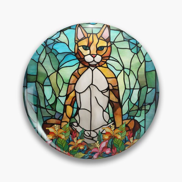 Artikelvorschau, Buntglas-Yoga-Katze, Yoga-Katzen-Geschenk, Yoga-Position entworfen und verkauft von danaJG.