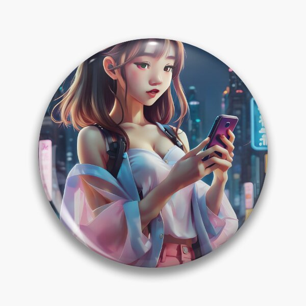 Item preview, Cute Asian Anime Girl in a Bustling Chinese Night City designed and sold by FRTcreative.