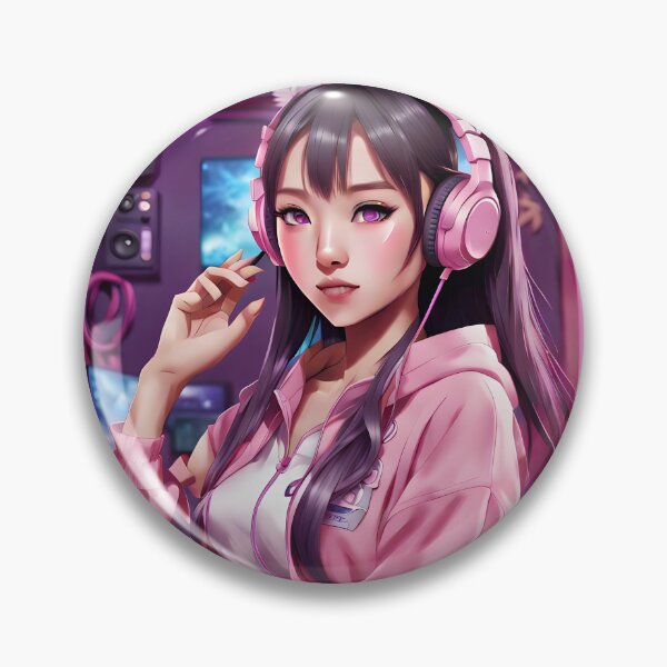 Item preview, Cute Asian Anime Girl in her Gaming and Streaming Room AI Artwork designed and sold by FRTcreative.