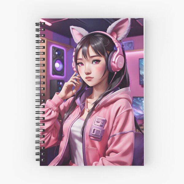 Item preview, Cute Asian Anime Girl in her Gaming and Streaming  Room AI Artwork designed and sold by FRTcreative.