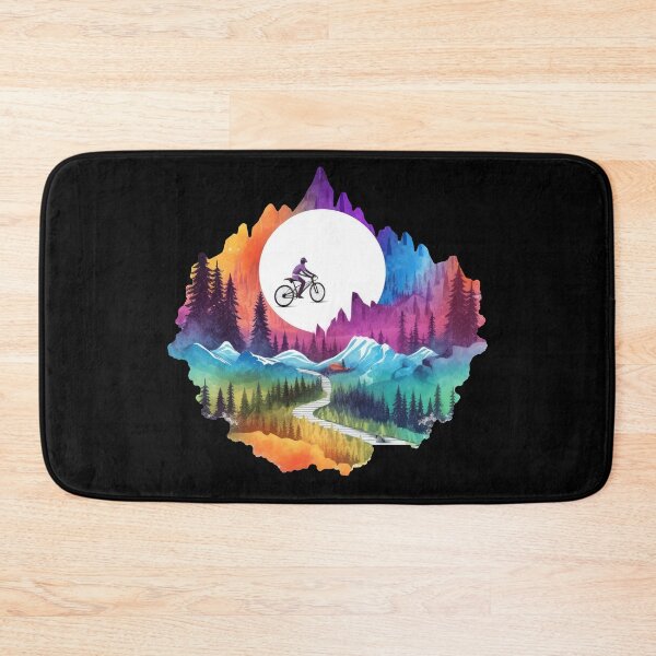 Item preview, Mountain bikers on the colorful summit designed and sold by WallGemsArt.