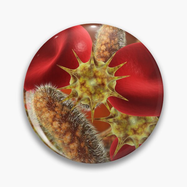 Item preview, STK701334H-Bacteria and virus with blood cells. designed and sold by StocktrekImages.