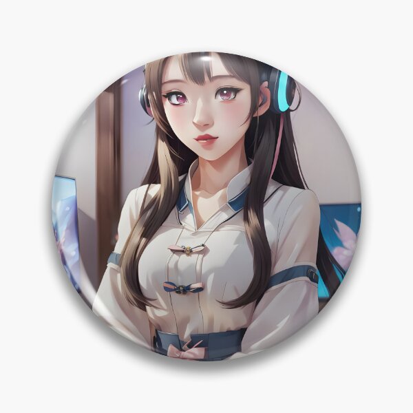 Item preview, Linda chica asiática de anime en su sala de juegos y transmisión de ilustraciones con IA designed and sold by FRTcreative.