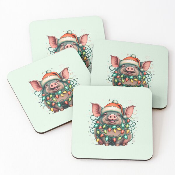 Item preview, Pig With Santa Hat And Christmas Lights designed and sold by Itsheartshop.