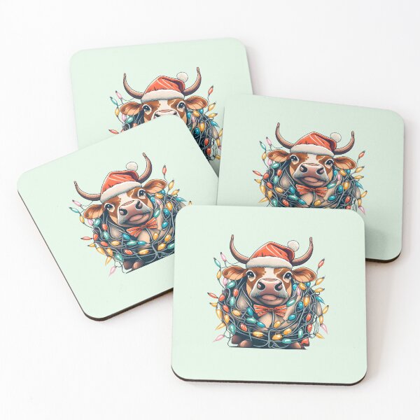 Item preview, Cow With Santa Hat And Christmas Lights designed and sold by Itsheartshop.
