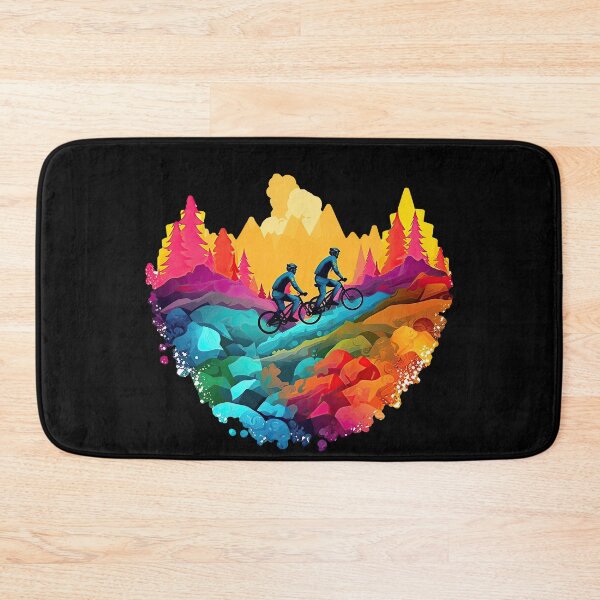 Item preview, Two mountain bikers on the colorful stony path in the mountains designed and sold by WallGemsArt.