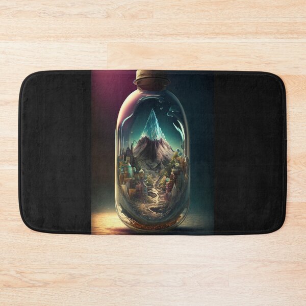 Item preview, Weird Provocative Art Original Artwork Mountain Town Inside a Bottle A219 designed and sold by MPCFICTION.