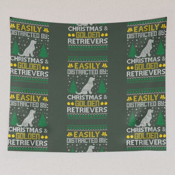 Item preview, easily distracted by christmas and golden retrievers for retriever lovers designed and sold by dimaxstore.