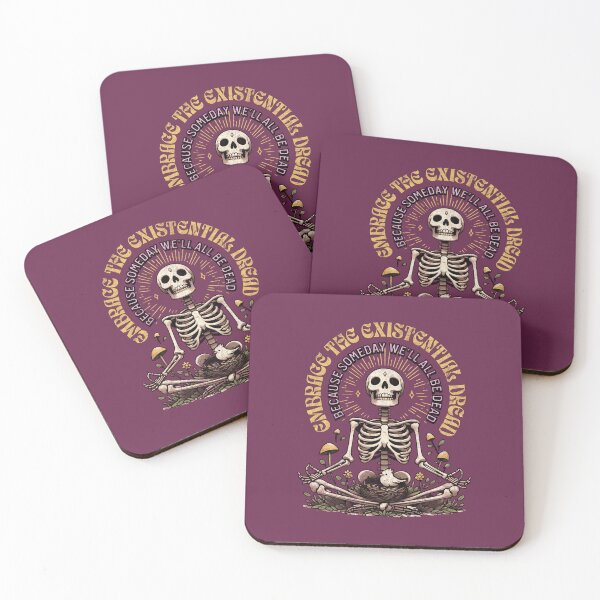 Item preview, Embrace The Existential Dread Someday We'll All Be Dead Retro Skeleton Meditating designed and sold by lunaticbear.