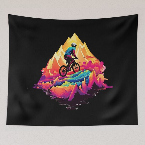 Item preview, Mountain bikers over colorful stones designed and sold by WallGemsArt.