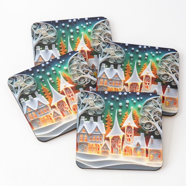 Item preview, Magic snowy winterland with fairy houses and fantasy winter landscape designed and sold by 4Seasons.