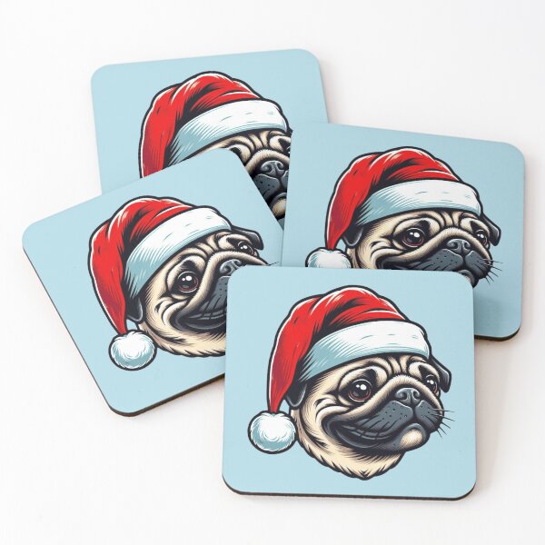 Item preview, Adorable Pug in a Santa Hat designed and sold by HeadTurningArt.