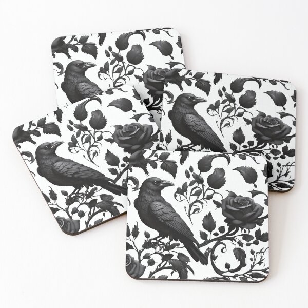 Item preview, Mystic Noir: Seamless Ravens & Roses Pattern designed and sold by ZION-E-Store.