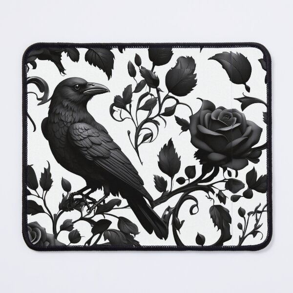 Item preview, Mystic Noir: Seamless Ravens & Roses Pattern designed and sold by ZION-E-Store.