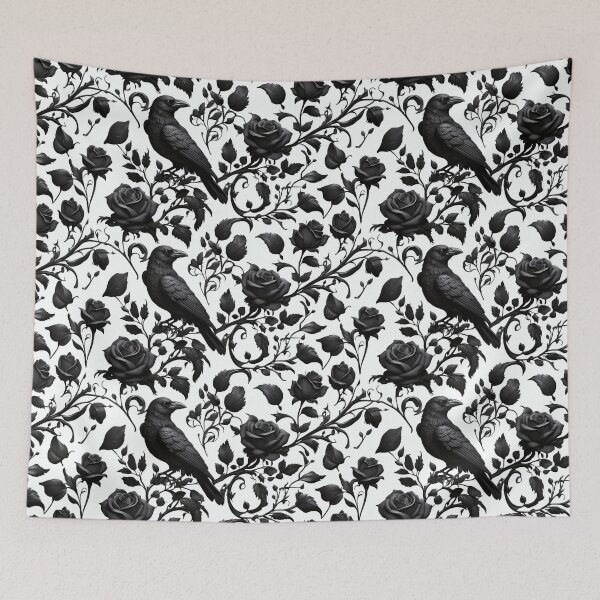 Item preview, Mystic Noir: Seamless Ravens & Roses Pattern designed and sold by ZION-E-Store.