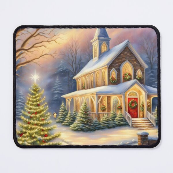 Item preview, A beautiful Country Church in the Christmas Winter - Warm and Cozy - Christmas Tree And Decorations designed and sold by MyArt23.