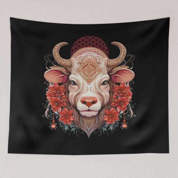 Item preview, Colorful Ox  OX--black Background designed and sold by CosmicNook1.