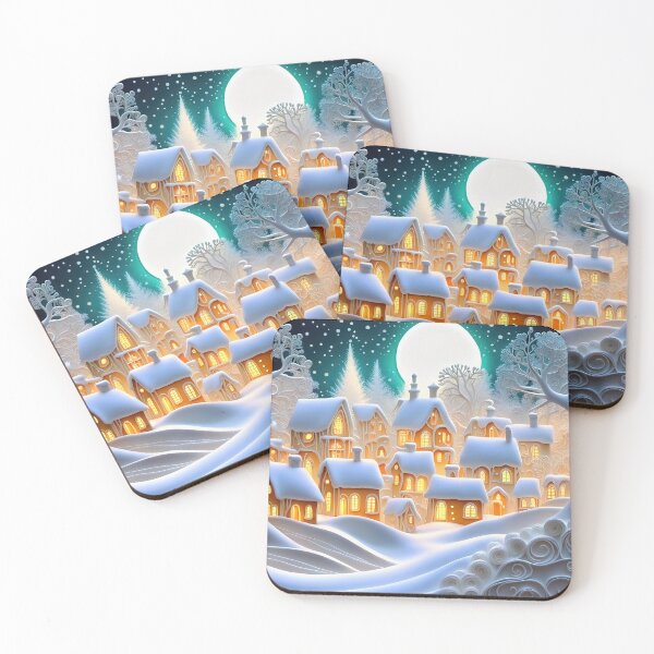 Item preview, Magic snowy winterland with fairy houses and fantasy winter landscape designed and sold by 4Seasons.
