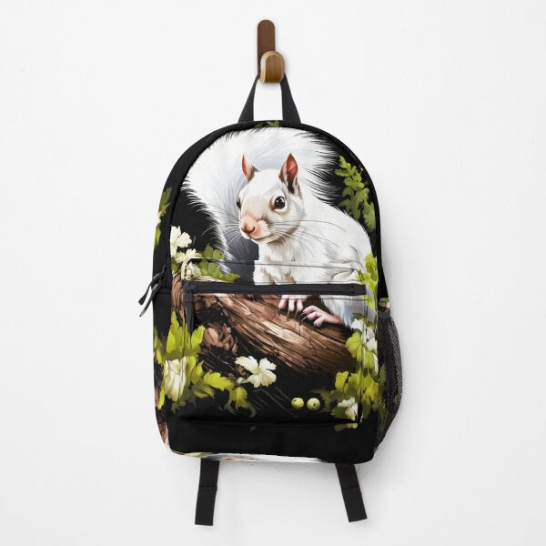 Item preview, White albino forest tree squirrel in nature illustration designed and sold by NBSStore.