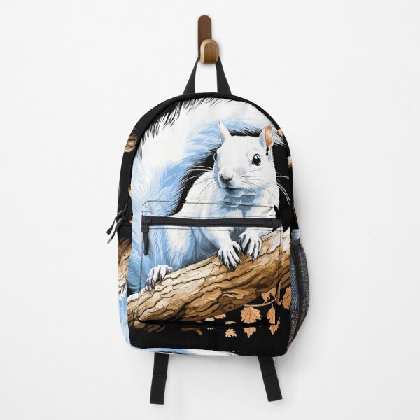 Item preview, White albino forest tree squirrel in nature illustration designed and sold by NBSStore.