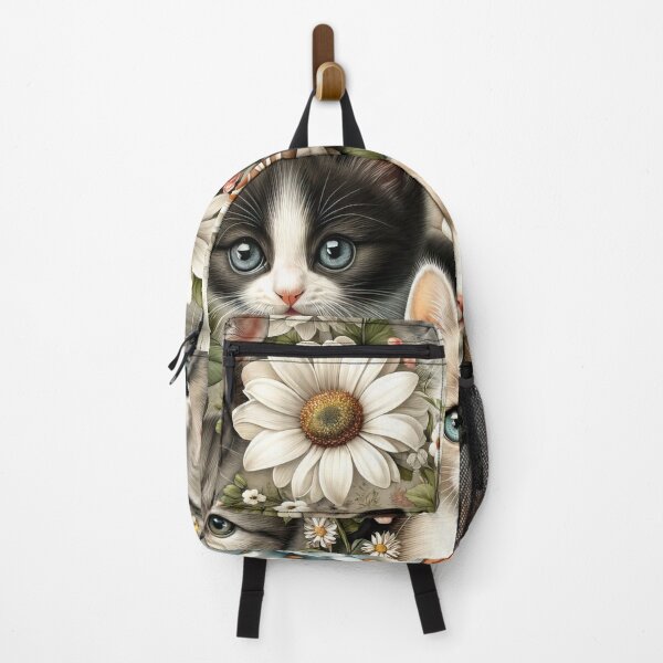 Item preview, Classic Kittens and Flowers Print - Chic Chat Créations Ref.080 designed and sold by ChicChat.
