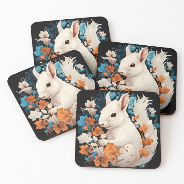 Item preview, White baby albino forest tree squirrel in nature illustration designed and sold by NBSStore.