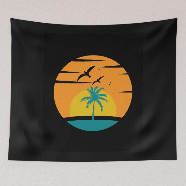 Item preview, Birds flying over sunset retro background designed and sold by Funwaytrend.