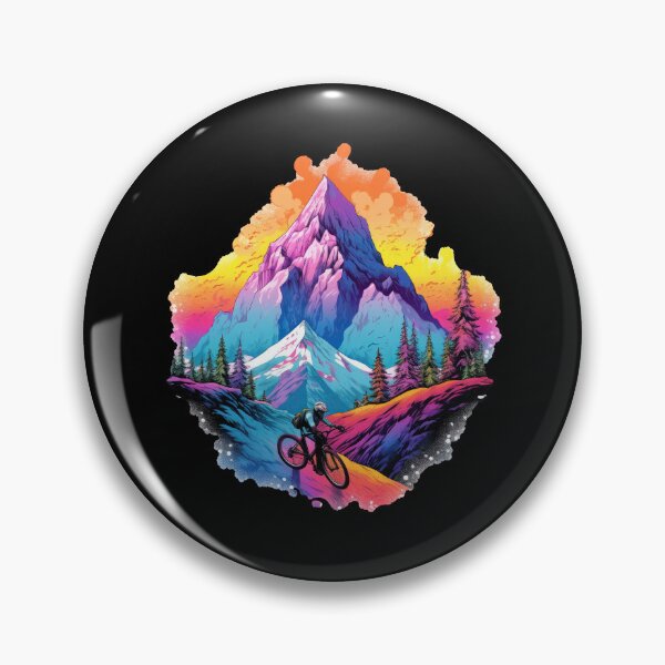Item preview, Colorful mountain biker on the steep slope designed and sold by WallGemsArt.