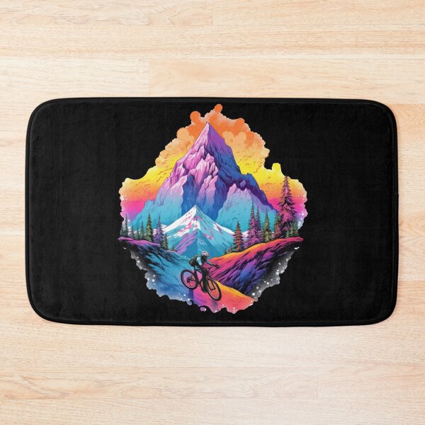 Item preview, Colorful mountain biker on the steep slope designed and sold by WallGemsArt.