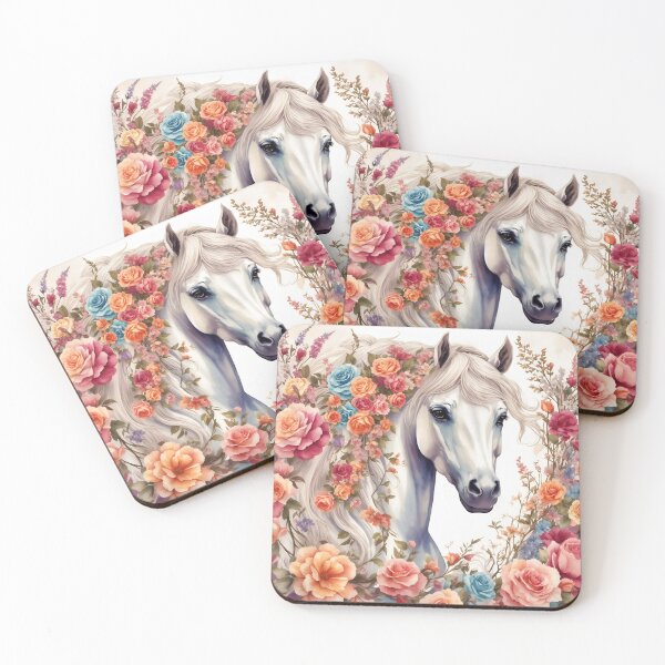 Item preview, Majestic White Horse With Vintage Floral designed and sold by Neranchara.