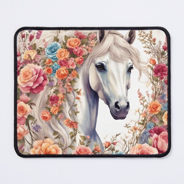 Item preview, Majestic White Horse With Vintage Floral designed and sold by Neranchara.