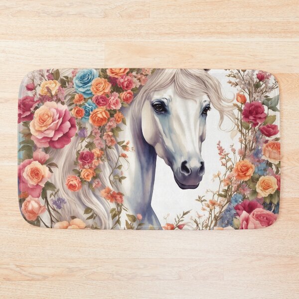 Item preview, Majestic White Horse With Vintage Floral designed and sold by Neranchara.